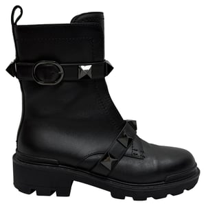 Valentino Garavani Roman Stud Kampfstiefel aus schwarzem Kalbleder