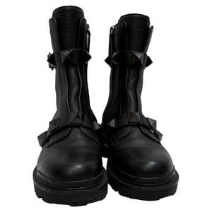 Valentino Garavani Roman Stud Kampfstiefel aus schwarzem Kalbleder