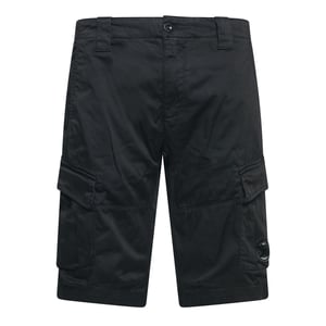 Herren C.P. Company Sateen Stretch Cargo Shorts in Schwarz