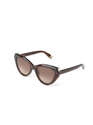 Furla Sonnenbrille Glänzend Braun Gestreift Havana