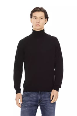 Baldinini Trend Schwarzer Stoff Herren Pullover Rollkragen