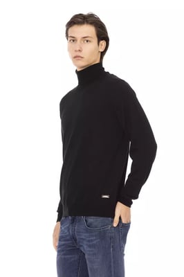 Baldinini Trend Schwarzer Stoff Herren Pullover Rollkragen