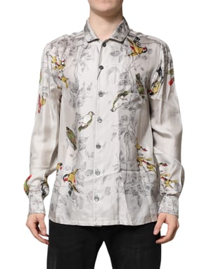 Dolce & Gabbana Mehrfarbige Seidenbluse mit Druck und Knopfleiste