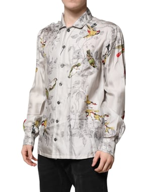 Dolce & Gabbana Mehrfarbige Seidenbluse mit Druck und Knopfleiste