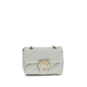 PINKO Graue Kalbleder Bos Taurus Schultertasche
