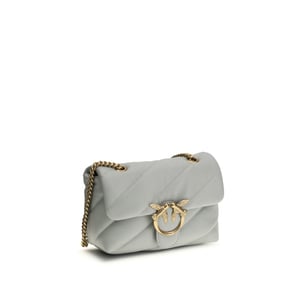 PINKO Graue Kalbleder Bos Taurus Schultertasche