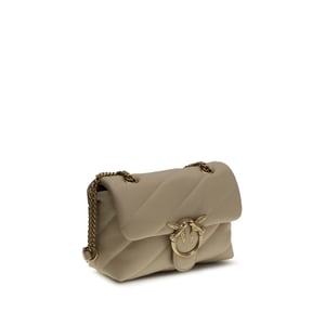 PINKO Beige Kalbleder Bos Taurus Schultertasche