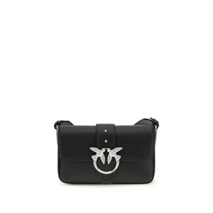 PINKO Schwarze Kalbsleder Bos Taurus Schultertasche