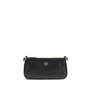 PINKO Schwarze Kalbleder Bos Taurus Schultertasche