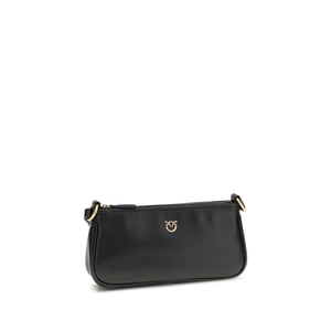 PINKO Schwarze Kalbleder Bos Taurus Schultertasche