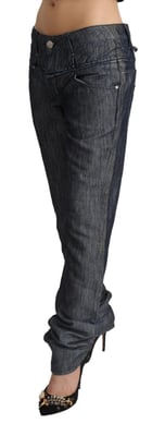 Acht Dunkelgraue Ramie Mittlere Weite Gerade Denim Jeans