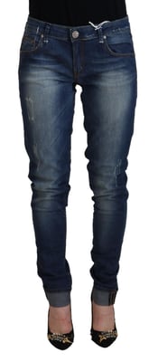 Acht Blue Washed Baumwoll Slim Fit Damenjeans