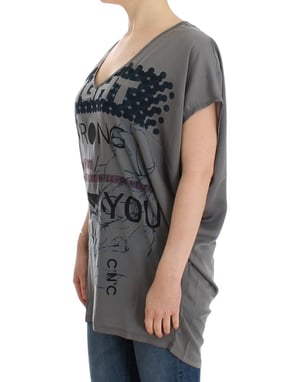 Costume National Graues V-Ausschnitt Langarm-T-Shirt