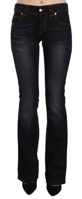 John Galliano Blau gewaschene Mid-Waist Regular Leg Bootcut-Denimjeans