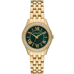 Michael Kors MK4870 Harlowe 33 mm Damenarmbanduhr - Gold Edelstahl mit grünem Ziffernblatt