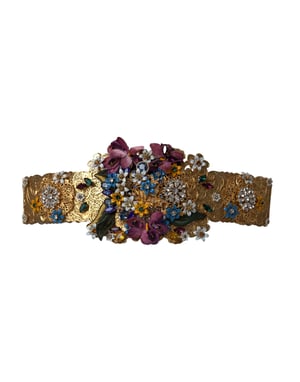 Dolce & Gabbana Mehrfarbiger Verzierter Floraler Kristall-Breitgürtel