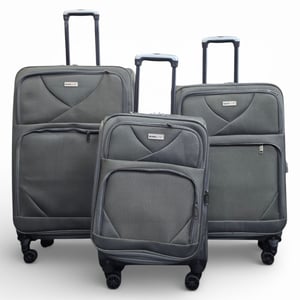 Softshell, leichte graue Nylon-Reisetasche mit vier Rädern, Weihnachtskoffer