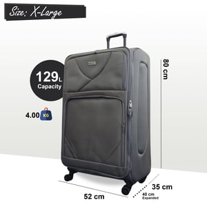 Softshell, leichter grauer Nylon-Reisekoffer mit vier Rädern, Holiday Extra Large Koffer