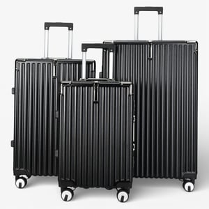 Schwarzer Hardshell-Doppel-4-Rad-ABS-Gepäckwagen Hartschalen-Koffer-Set