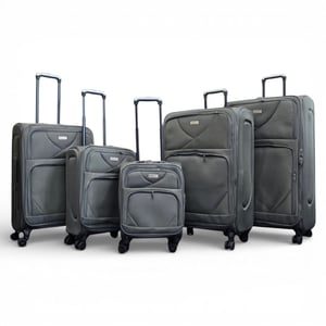 Softshell, leichtes graues Nylon 4-Wheel-Reisekoffer-Set mit 5 Koffern