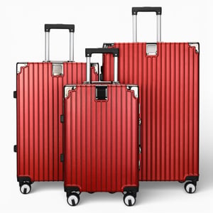 Red Hardshell Doppel-4-Rad-ABS-Gepäckwagen Hartschalen-Koffer-Set