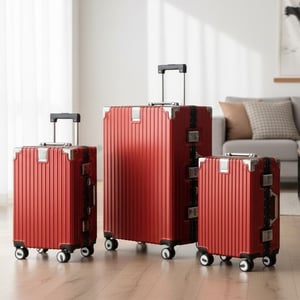 Red Hardshell Doppel-4-Rad-ABS-Gepäckwagen Hartschalen-Koffer-Set