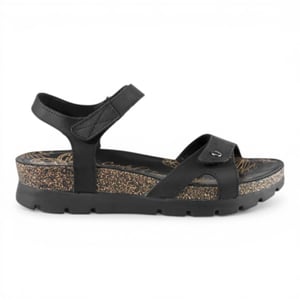Panama Jack Damen-Keil-Schwarze Leder-Plattformsandalen – Sulia B2