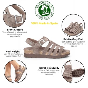 Panama Jack Damen-Keilstein-graue Wildledersandalen – Sasha B6
