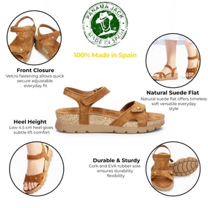 Panama Jack Damen-Wedge-Bark Braune Wildleder-Plateausandalen – Sulia B26