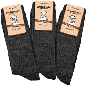 normani 3 Paar Schafwollsocken