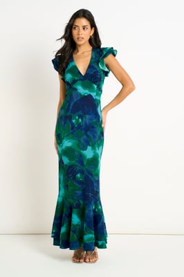 Aquarellfarbenes Maxikleid mit Blumenmuster