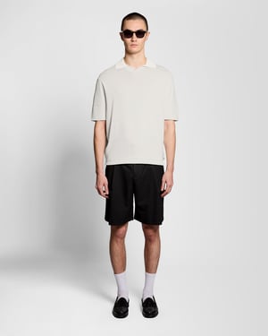 Offenes Kragen Feinstrick Poloshirt