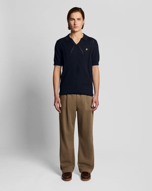 Offene Kragen Argyle Strick-Polohemd