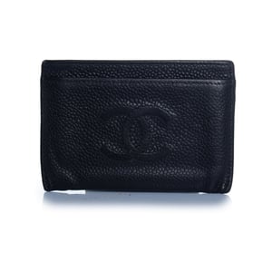 Chanel, schwarzer genarbter Lederkartenhalter