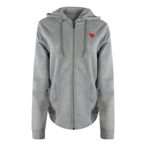 Moschino Kapuzenpullover Mit Kleinem Roten Herzlogo, Grau, Mit Reißverschluss