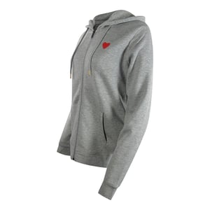 Moschino Kapuzenpullover Mit Kleinem Roten Herzlogo, Grau, Mit Reißverschluss