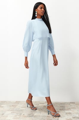 Damen Unifarbenes Maxikleid, lang, lässig, normale Passform, modisch und dezent