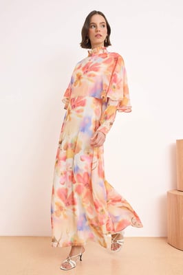 Maxikleid mit Blumenmuster, A-Linien-Schnitt und Hijab-Stil für Damen