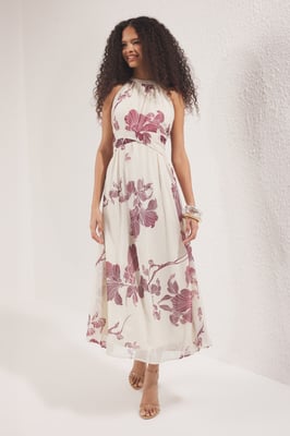 Damen-Maxikleid mit Blumenmuster, ärmellos, lässig/für den Alltag