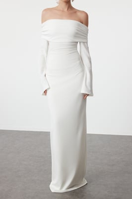 Unifarbenes, langes Maxikleid für Damen, ideal für Abschlussball oder Abiball, normale Passform, Abend- und Ballkleid