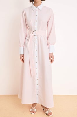 Damen Marineblau Gestreiftes Maxi Langes Lässiges/Alltags-Skater-Hijab-Kleid