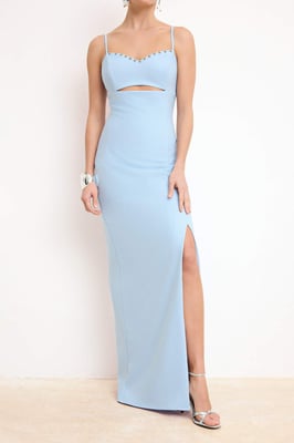 Marineblaue, flache, ärmellose Maxi-Kleider für Damen, ideal für Abendveranstaltungen und Ballabende.