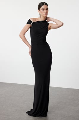 Unifarbenes, langes Maxikleid für Damen, ideal für Abschlussball oder Abiball, figurbetont, perfekt geschnitten