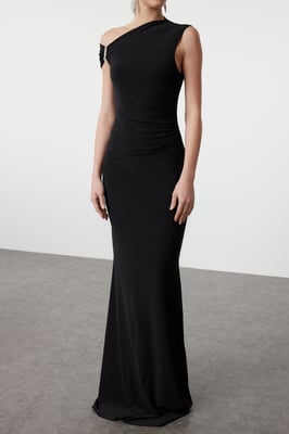 Unifarbenes, langes Maxikleid für Damen, ideal für Abschlussball oder Abiball, figurbetont, perfekt geschnitten
