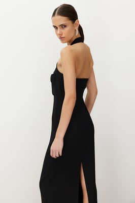 Langes, figurbetontes Abendkleid für Damen, einfarbig, ideal für Abschlussball und Abiball