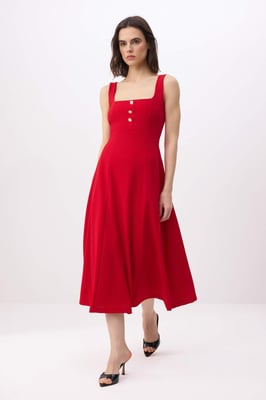 Damen-Midikleid, ärmellos, flach geschnitten