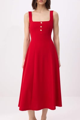 Damen-Midikleid, ärmellos, flach geschnitten