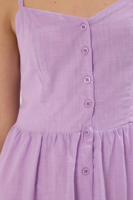 Lila geblümtes Midi-Kleid für Damen, locker und alltagstauglich