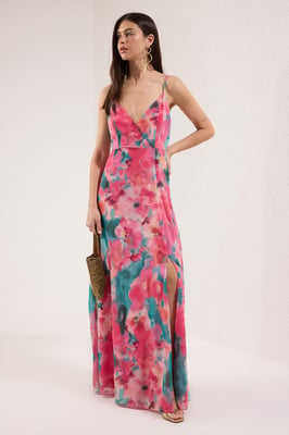 Geblümt Maxi-Kleid für Damen, ärmellos, Partykleid, Abendkleid & Abschlusskleid
