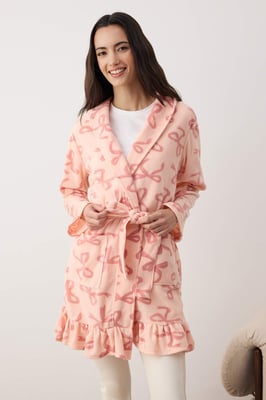 Damen-Morgenmantel mit Rosa-Print